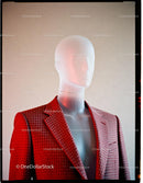 Minimalist Mannequin Wearing Red Checked Blazer