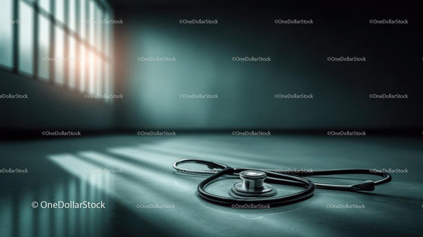 Medytacyjny stetoskop na klinicznym stole w środowisku opieki zdrowotnej