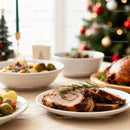 Sliced Roast Meat with Festive Holiday Dinner Setup
