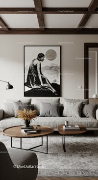 Modern Living Room with Cozy Sofa and Artistic Wall Decor