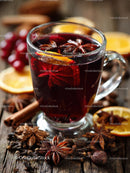 Delicious Mulled Wine with Citrus and Spices in a Glass Mug