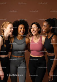 Diverse Women Sharing Joy in Fitness Apparel