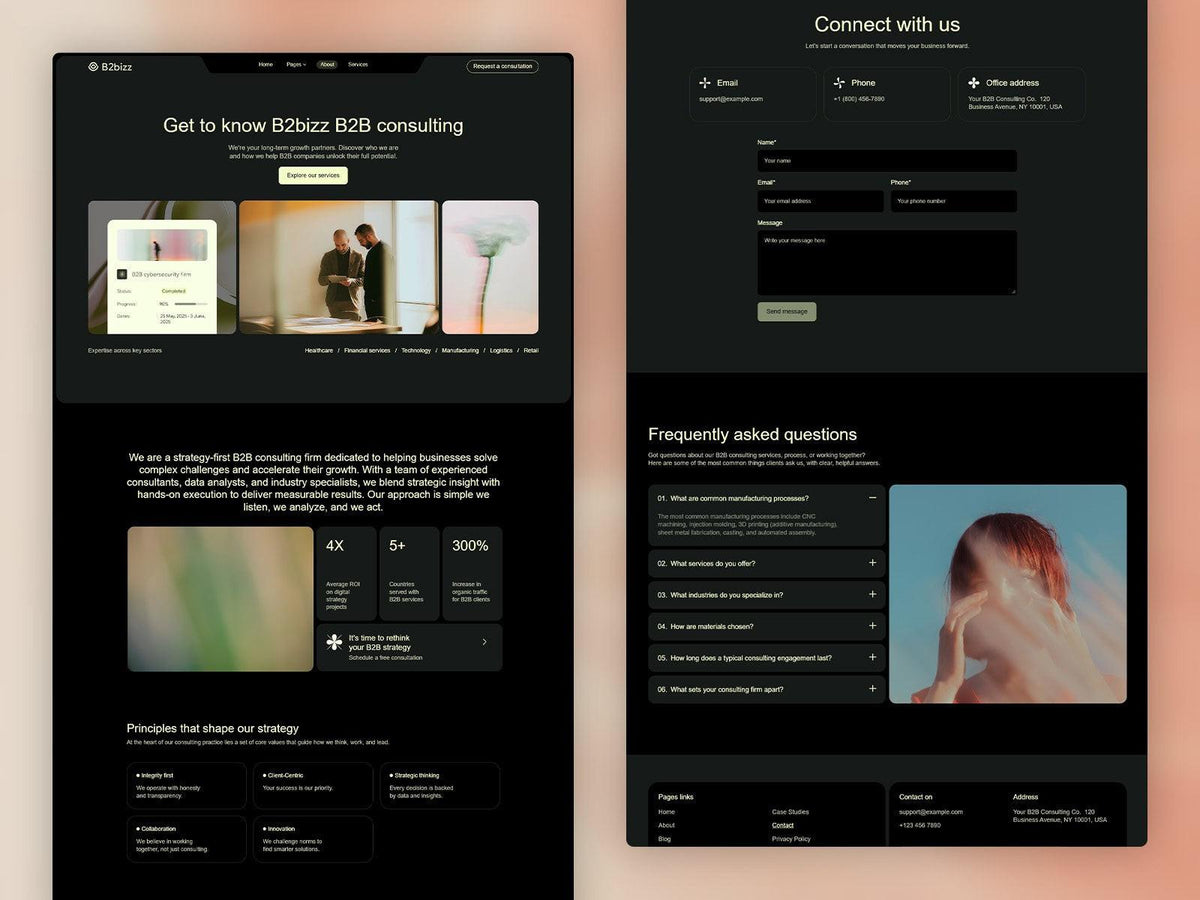 B2bizz Framer template design preview