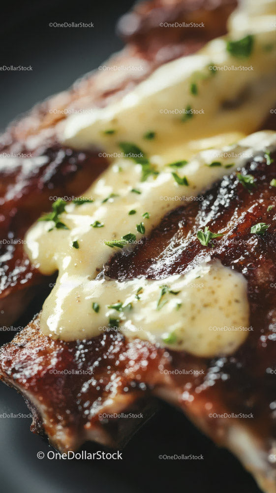 Juicy Grilled Steak with Herb Butter Sauce on Plate