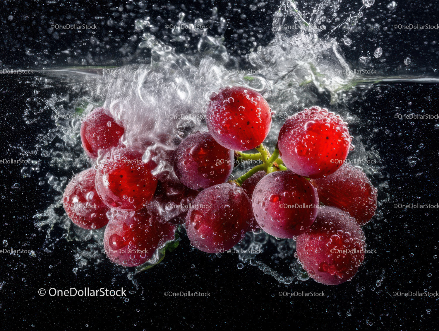 Red Grapes Bunch Fresh Juicy Fruit Blooming Brightly