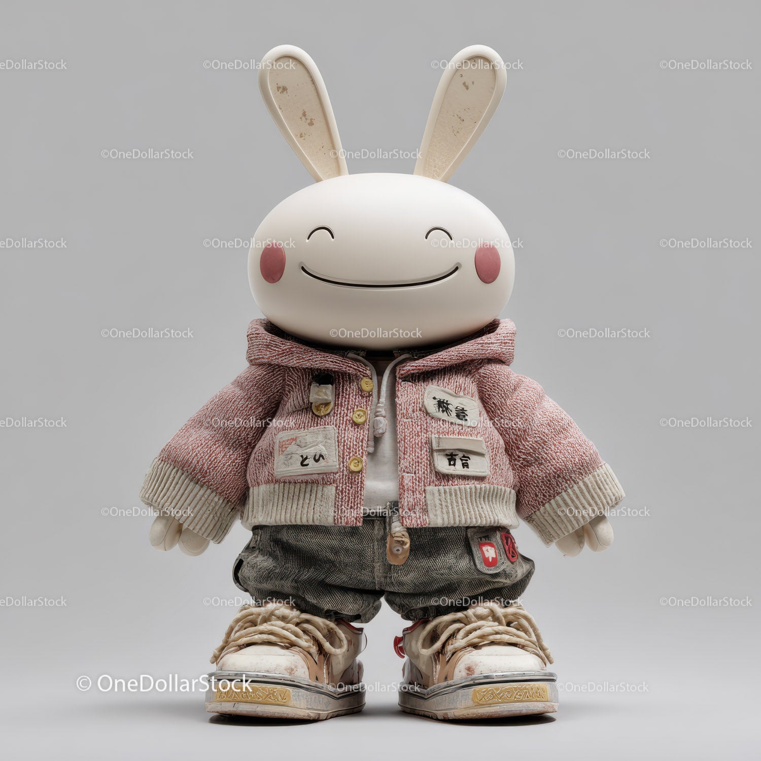 Cute Bunny Eared Robot Toy with Wheels for Kids and Play