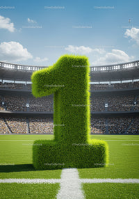 Large Grass Number One on Football Field in Stadium