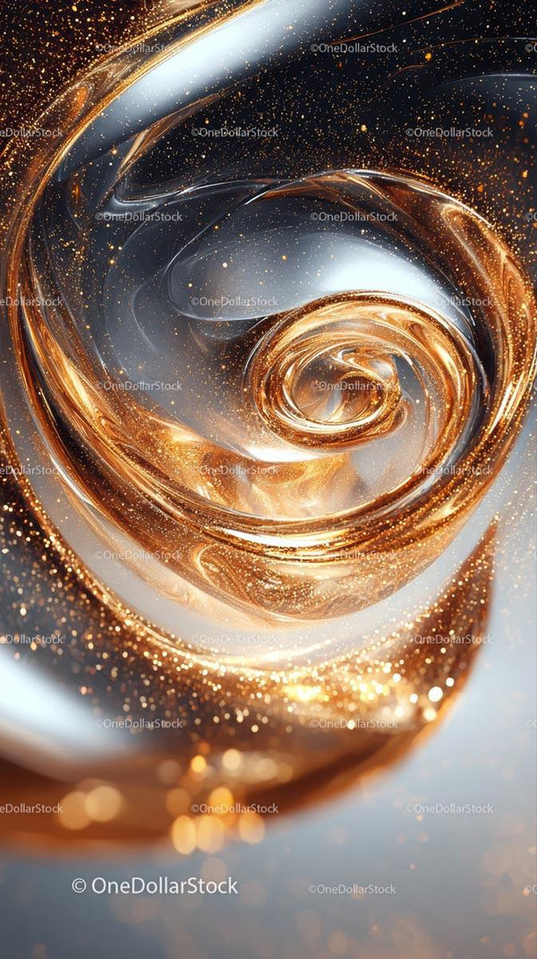 Elegancki Abstrakcyjny Wir z Złotym i Srebrnym Metalicznym Wykończeniem