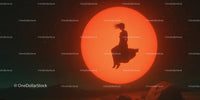 Sunlike Glowing Orb in Space with Cosmic Background and Stars