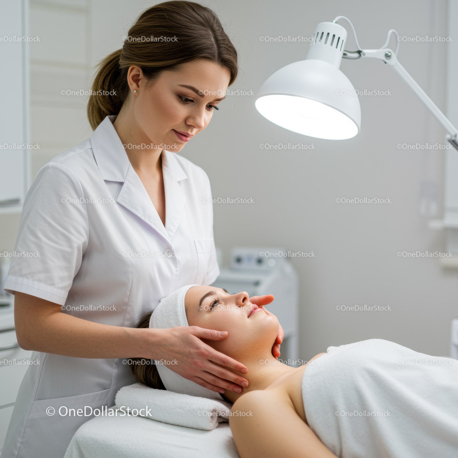Profesjonalny zabieg na twarz ze specjalistą od pielęgnacji skóry w relaksującym spa