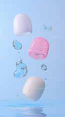 Colorful Ice Cubes Floating in Cool Water on Light Blue Background