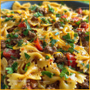 Colorful Farfalle Pasta with Beef and Tomatoes for Delicious Meal