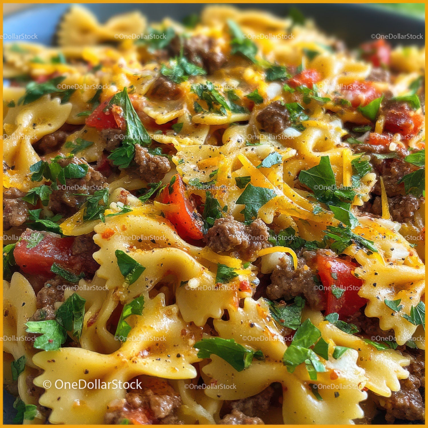 Colorful Farfalle Pasta with Beef and Tomatoes for Delicious Meal