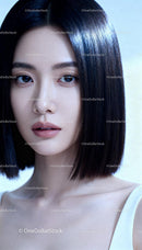 Elegant Asian woman with flawless skin and straight hair