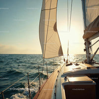 Luxury Sailing Yacht on Calm Sea at Sunset