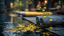 Yoga Mat with Yellow Flowers and Towels by Outdoor Pool