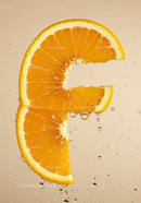 Fresh orange slices dripping with water droplets