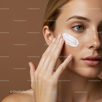 Close-Up of a Woman Applying Facial Moisturizer for Healthy Glowing Skin