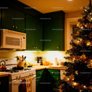 Cozy kitchen corner with Christmas tree decorations