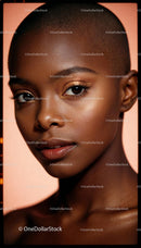 Close-up portrait of confident woman with glowing skin