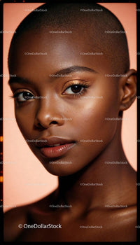 Close-up portrait of confident woman with glowing skin