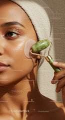 Woman Receiving Facial Massage with Jade Roller for Glowing Skin