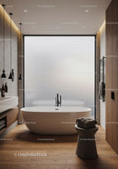 Modern Bathroom with Freestanding Tub and Frosted Glass Window