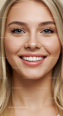 Close Up of Smiling Young Woman with Clear Skin
