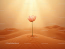 Delicate pink flower blooming alone in vast desert