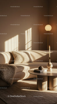 Cozy living room bathed in warm natural light
