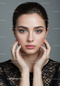 Elegant Woman with Blue Eyes and Perfect Skin Portrait