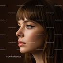 Elegant Female Portrait with Stylish Makeup and Glossy Hair
