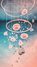 Abstract Floating Spheres and Rings in a Surreal Space Scene