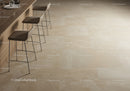 Contemporary Kitchen Bar with Beige Tiled Floor and Modern Chairs