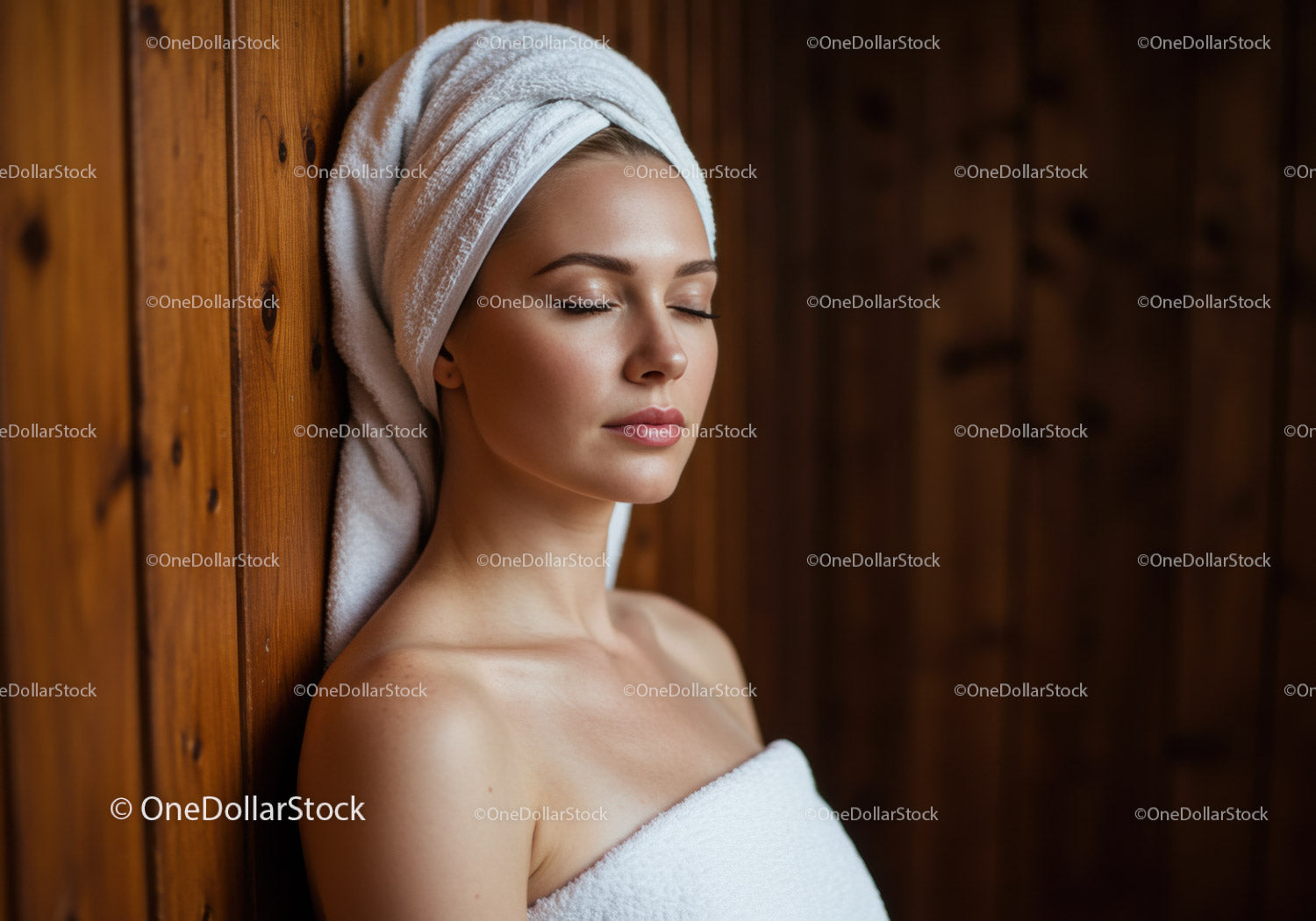 Relaksująca się kobieta z ręcznikiem w spa