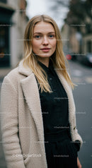 Elegant Young Woman in Casual Street Fashion Outdoors