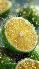 Fresh Lemon Slice with Sparkling Water and Bubbles for Refreshing Beverage