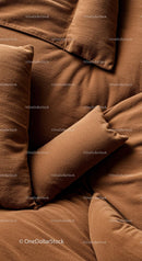 Close-up of Brown Upholstered Cushions and sofa Fabric
