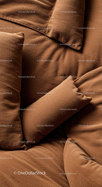 Close-up of Brown Upholstered Cushions and sofa Fabric