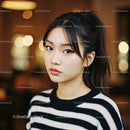 Portrait of a Young Woman with Stylish Makeup in Cozy Sweater