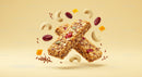 Healthy Nutty Granola Bars with Dried Fruits Floating
