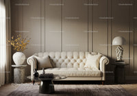 Elegant beige sofa in sophisticated living room setting