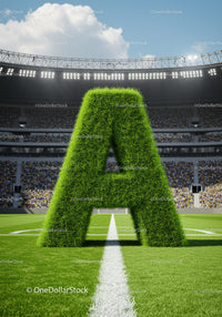Green Grass Letter A Standing on Soccer Field