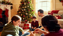 Family enjoying festive Christmas moments at home