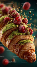 Raspberry and Pistachio Croissant with Sweet Topping