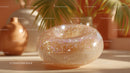 Luxurious Golden Glass Gemstone with Sparkling Glitter in Sunlight