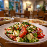 Fresh Vegetable Salad with Tomatoes Cucumbers and Feta Cheese