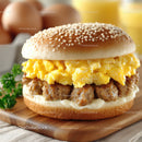 Hearty Breakfast Sandwich with Scrambled Eggs and Sausage Meatballs