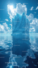 Majestic Blue Iceberg Reflecting in Calm Polar Waters Under Bright Sun