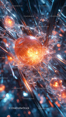 Abstract Neon Energy Burst with Glowing Particles